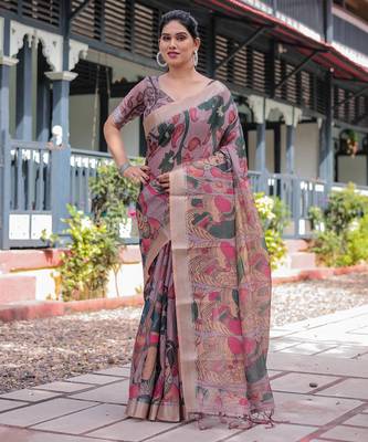 beige colour Ready to wear saree with unstitched blouse 3