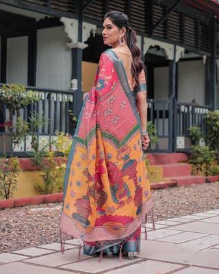 pink pre draped saree 1