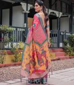 pink colour Ready to wear saree with unstitched blouse