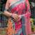 pink colour Ready to wear saree with unstitched blouse