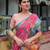 pink colour Ready to wear saree with unstitched blouse
