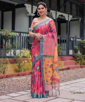 pink pre draped saree 4