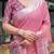pink colour Ready to wear saree with unstitched blouse