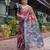 grey color Ready to wear saree with unstitched blouse