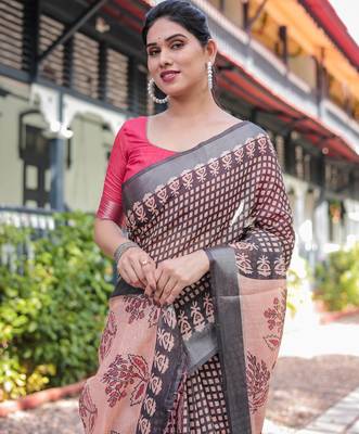 black color Ready to wear saree with unstitched blouse 2