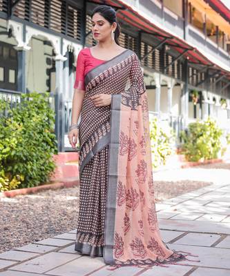 black color Ready to wear saree with unstitched blouse 4