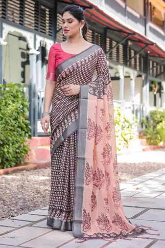 black color Ready to wear saree with unstitched blouse