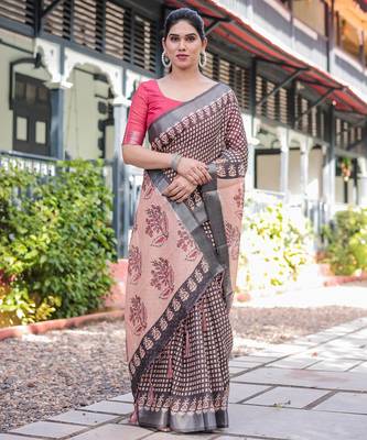 black color Ready to wear saree with unstitched blouse 5