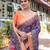 blue color Ready to wear saree with unstitched blouse