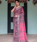 pink color Ready to wear saree with unstitched blouse