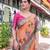 orange color Ready to wear saree with unstitched blouse