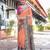 orange color Ready to wear saree with unstitched blouse