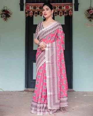 pink pre draped saree 1