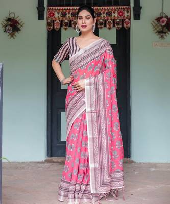 pink pre draped saree 4