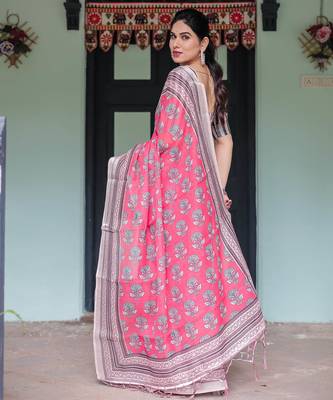pink pre draped saree 5