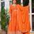 Orange Readymade Kurti Pant & Dupatta Set With Embroidered Work