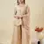 Cream silk sequence embroidered v neck kurta sharara set with dupatta