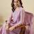 Lavender silk sequence embroidered v neck kurta sharara set with dupatta