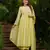 Yellow chanderi silk sequence embroidered round neck kurta set with dupatta