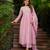 Pink chanderi silk sequence embroidered round neck kurta set with dupatta
