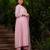 Pink chanderi silk sequence embroidered round neck kurta set with dupatta