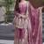 Pink silk sequence embroidered round neck kurta sharara set with dupatta