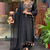Black chanderi silk sequence embroidered v neck kurta set with dupatta