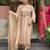 Cream chanderi silk sequence embroidered v neck kurta set with dupatta