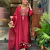 Maroon chanderi silk sequence embroidered v neck kurta set with dupatta