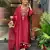 Maroon chanderi silk sequence embroidered v neck kurta set with dupatta