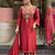 Maroon chanderi silk sequence embroidered v neck kurta set with dupatta