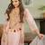 Peach chanderi silk sequence embroidered v neck kurta set with dupatta