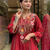 Maroon chanderi silk sequence embroidered v neck kurta set with dupatta