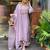 Lavender chanderi silk sequence embroidered v neck kurta set with dupatta