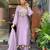 Lavender chanderi silk sequence embroidered v neck kurta set with dupatta