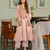 Peach chanderi silk sequence embroidered v neck kurta set with dupatta