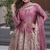 Pink silk sequence embroidered round neck kurta sharara set with dupatta