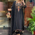 Black chanderi silk sequence embroidered v neck kurta set with dupatta