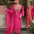 Pink chanderi silk sequence embroidered v neck kurta set with dupatta
