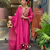 Pink chanderi silk sequence embroidered v neck kurta set with dupatta