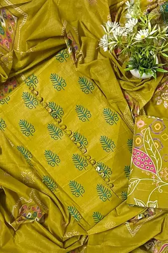 EJS Women's Designer Cambric Print Pure Cotton Printed Salwar Suit Dress Material With Cotton Dupatta
