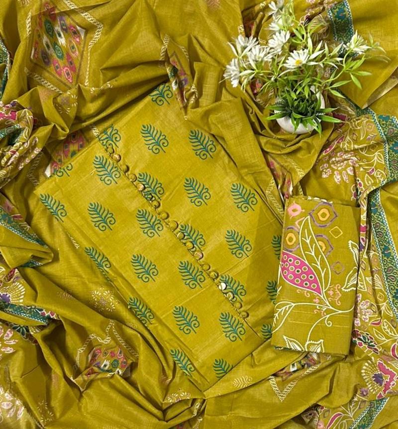 EJS Women's Designer Cambric Print Pure Cotton Printed Salwar Suit Dress Material With Cotton Dupatta