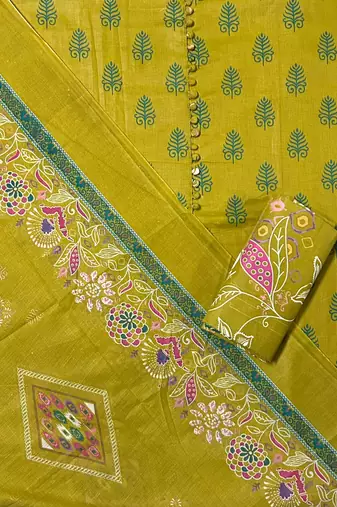 EJS Women's Designer Cambric Print Pure Cotton Printed Salwar Suit Dress Material With Cotton Dupatta