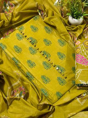 Women's Designer Cambric Print  Cotton Printed Salwar Suit Dress Material With Cotton Dupatta 3