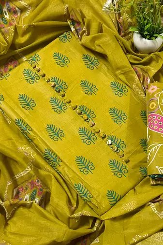 EJS Women's Designer Cambric Print Pure Cotton Printed Salwar Suit Dress Material With Cotton Dupatta