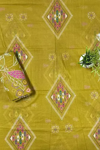 EJS Women's Designer Cambric Print Pure Cotton Printed Salwar Suit Dress Material With Cotton Dupatta