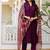 Women purple embroidered kurta pant set with multicolor dupatta