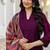 Women purple embroidered kurta pant set with multicolor dupatta
