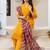 Women yellow embroidered kurta pant set with multicolor dupatta