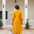 Women yellow embroidered kurta pant set with multicolor dupatta